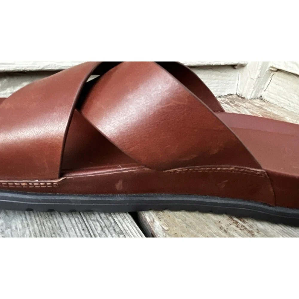 UGG Wainscott Men's 13 Slide Sandals Brown Leather 1117476